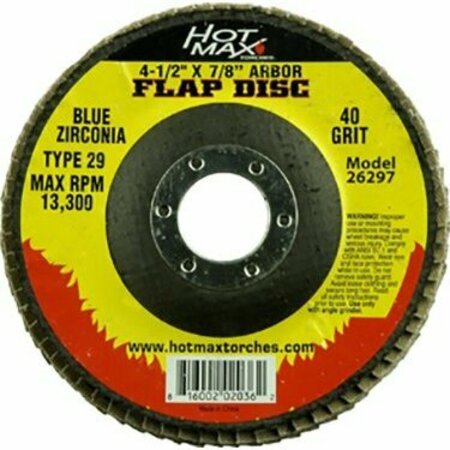 HOT MAX Flap Disk 60 Grit Blue Zircon 4 1/2 X 7/8 26298